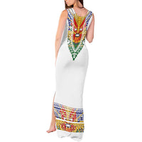 Haiti Flag Traditional Dashiki Tank Maxi Dress White Color - Polynesian Pride