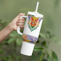 Haiti Flag Traditional Dashiki Tumbler With Handle White Color - Polynesian Pride
