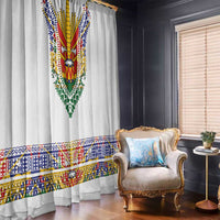 Haiti Flag Traditional Dashiki Window Curtain White Color - Polynesian Pride