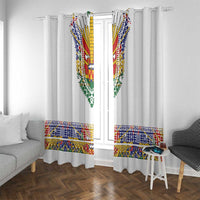 Haiti Flag Traditional Dashiki Window Curtain White Color - Polynesian Pride