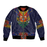 Haiti Flag Traditional Dashiki Bomber Jacket Black Color - Polynesian Pride