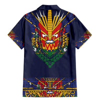 Haiti Flag Traditional Dashiki Family Matching Mermaid Dress and Hawaiian Shirt Black Color - Polynesian Pride