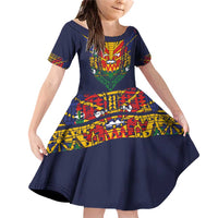 Haiti Flag Traditional Dashiki Family Matching Off Shoulder Short Dress and Hawaiian Shirt Black Color - Polynesian Pride