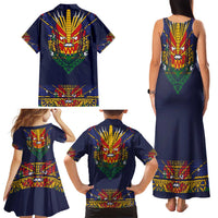 Haiti Flag Traditional Dashiki Family Matching Tank Maxi Dress and Hawaiian Shirt Black Color - Polynesian Pride