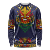Haiti Flag Traditional Dashiki Long Sleeve Shirt Black Color - Polynesian Pride