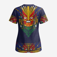 Haiti Flag Traditional Dashiki Scrub Top Black Color - Polynesian Pride