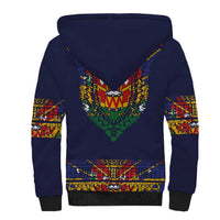Haiti Flag Traditional Dashiki Sherpa Hoodie Black Color - Polynesian Pride