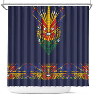 Haiti Flag Traditional Dashiki Shower Curtain Black Color - Polynesian Pride