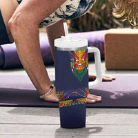 Haiti Flag Traditional Dashiki Tumbler With Handle Black Color - Polynesian Pride