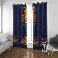 Haiti Flag Traditional Dashiki Window Curtain Black Color - Polynesian Pride