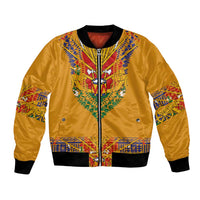 Haiti Flag Traditional Dashiki Bomber Jacket Yellow Color - Polynesian Pride