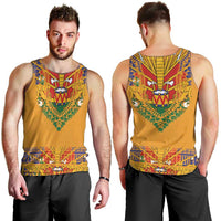 Haiti Flag Traditional Dashiki Men Tank Top Yellow Color - Polynesian Pride
