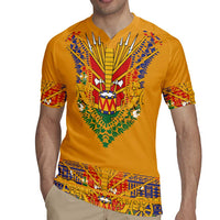 Haiti Flag Traditional Dashiki Rugby Jersey Yellow Color - Polynesian Pride