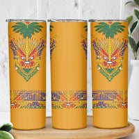 Haiti Flag Traditional Dashiki Skinny Tumbler Yellow Color - Polynesian Pride