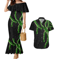 Hawaii Maile Lei Couples Matching Mermaid Dress and Hawaiian Shirt Aloha Black Color LT03 Black - Polynesian Pride