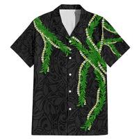 Hawaii Maile Lei Family Matching Mermaid Dress and Hawaiian Shirt Aloha Black Color