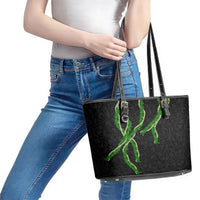 Hawaii Maile Lei Leather Tote Bag Aloha Black Color
