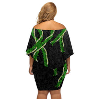 Hawaii Maile Lei Off Shoulder Short Dress Aloha Black Color LT03 - Polynesian Pride