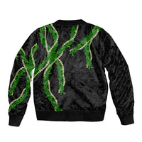 Hawaii Maile Lei Sleeve Zip Bomber Jacket Aloha Black Color