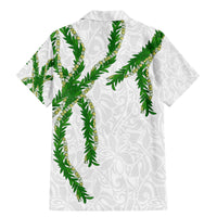 Hawaii Maile Lei Family Matching Mermaid Dress and Hawaiian Shirt Aloha White Color