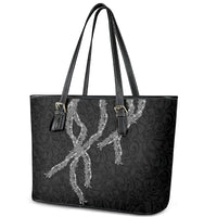 Hawaii Maile Lei Leather Tote Bag Aloha Grayscale Color