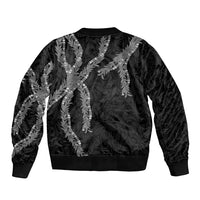 Hawaii Maile Lei Sleeve Zip Bomber Jacket Aloha Grayscale Color