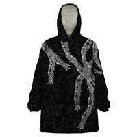 Hawaii Maile Lei Wearable Blanket Hoodie Aloha Grayscale Color