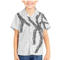 Hawaii Maile Lei Family Matching Mermaid Dress and Hawaiian Shirt Aloha The Grey Color