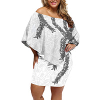 Hawaii Maile Lei Off Shoulder Short Dress Aloha The Grey Color LT03 Women Grey - Polynesian Pride