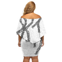 Hawaii Maile Lei Off Shoulder Short Dress Aloha The Grey Color LT03 - Polynesian Pride