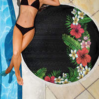 Hawaii Tropical Flowers and Leaves Beach Blanket Tapa Pattern Colorful Mode