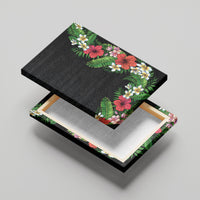 Hawaii Tropical Flowers and Leaves Canvas Wall Art Tapa Pattern Colorful Mode