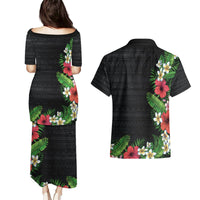 Hawaii Tropical Flowers and Leaves Couples Matching Puletasi and Hawaiian Shirt Tapa Pattern Colorful Mode LT03 - Polynesian Pride