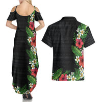 Hawaii Tropical Flowers and Leaves Couples Matching Summer Maxi Dress and Hawaiian Shirt Tapa Pattern Colorful Mode LT03 - Polynesian Pride