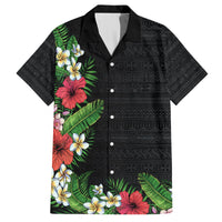 Hawaii Tropical Flowers and Leaves Hawaiian Shirt Tapa Pattern Colorful Mode LT03 Black - Polynesian Pride