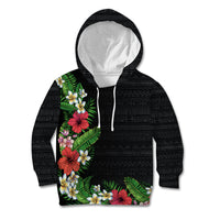 Hawaii Tropical Flowers and Leaves Kid Hoodie Tapa Pattern Colorful Mode LT03 Hoodie Black - Polynesian Pride
