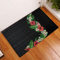 Hawaii Tropical Flowers and Leaves Rubber Doormat Tapa Pattern Colorful Mode