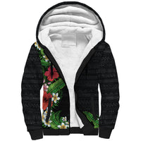 Hawaii Tropical Flowers and Leaves Sherpa Hoodie Tapa Pattern Colorful Mode LT03 Unisex Black - Polynesian Pride