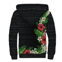 Hawaii Tropical Flowers and Leaves Sherpa Hoodie Tapa Pattern Colorful Mode LT03 - Polynesian Pride
