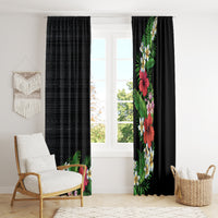 Hawaii Tropical Flowers and Leaves Window Curtain Tapa Pattern Colorful Mode