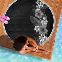 Hawaii Tropical Flowers and Leaves Beach Blanket Tapa Pattern Grayscale Mode
