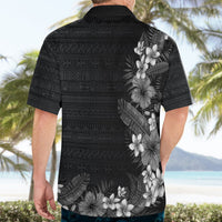 Hawaii Tropical Flowers and Leaves Hawaiian Shirt Tapa Pattern Grayscale Mode LT03 - Polynesian Pride