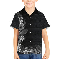 Hawaii Tropical Flowers and Leaves Hawaiian Shirt Tapa Pattern Grayscale Mode LT03 - Polynesian Pride