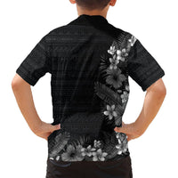 Hawaii Tropical Flowers and Leaves Hawaiian Shirt Tapa Pattern Grayscale Mode LT03 - Polynesian Pride
