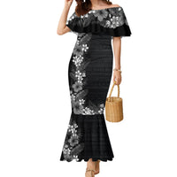 Hawaii Tropical Flowers and Leaves Mermaid Dress Tapa Pattern Grayscale Mode LT03 Women Grayscale - Polynesian Pride
