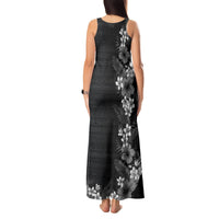 Hawaii Tropical Flowers and Leaves Tank Maxi Dress Tapa Pattern Grayscale Mode LT03 - Polynesian Pride