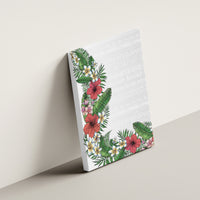 Hawaii Tropical Flowers and Leaves Canvas Wall Art Tapa Pattern White Mode