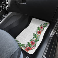 Hawaii Tropical Flowers and Leaves Car Mats Tapa Pattern White Mode