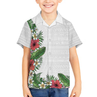 Hawaii Tropical Flowers and Leaves Hawaiian Shirt Tapa Pattern White Mode LT03 - Polynesian Pride