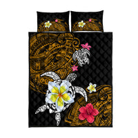 Hawaii Turtle and Tropical Flower Quilt Bed Set Polynesian Pattern